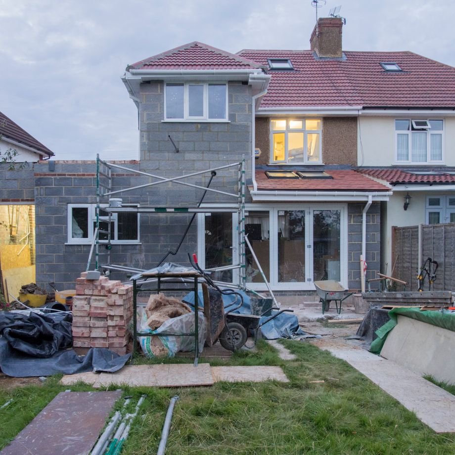 Illustrative licensed photograph: House renovation exterior
