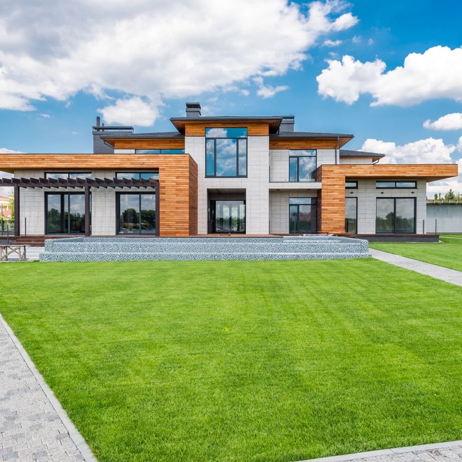 Illustrative licensed photograph: Modern residence exterior